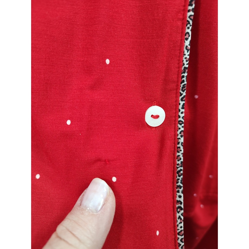 Victoria's Secret Red Polka Dot Modal Pajama Set XL Long Button Front Pockets - Picture 5 of 10